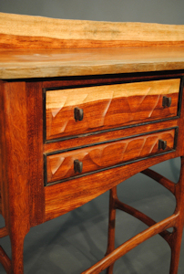 Live Edge Bubinga Sideboard with a Live Edge Back Splash Detail