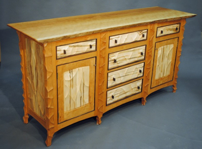 Detail of Birdseye Maple Sideboard