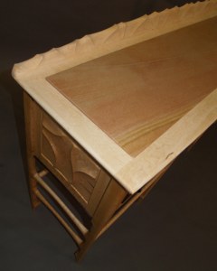 Sculpted Birdseye and Stone Sideboard Detail